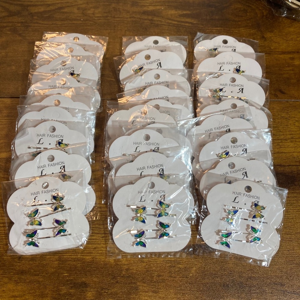 Y2K Butterfly Bobby Pins Lot of 28-4pc Blue Green Enamel L.A. Hair Fashion Clips